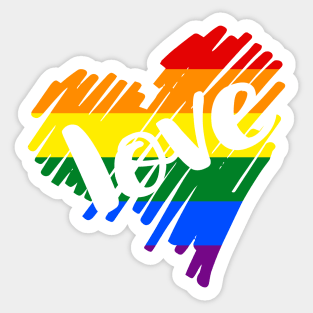 Gay Pride Rainbow Scribble Heart From Ricaso Sticker